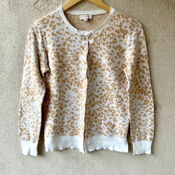 Loft Cheetah Print Tan Cardigan Sweater Small - Picture 6 of 6